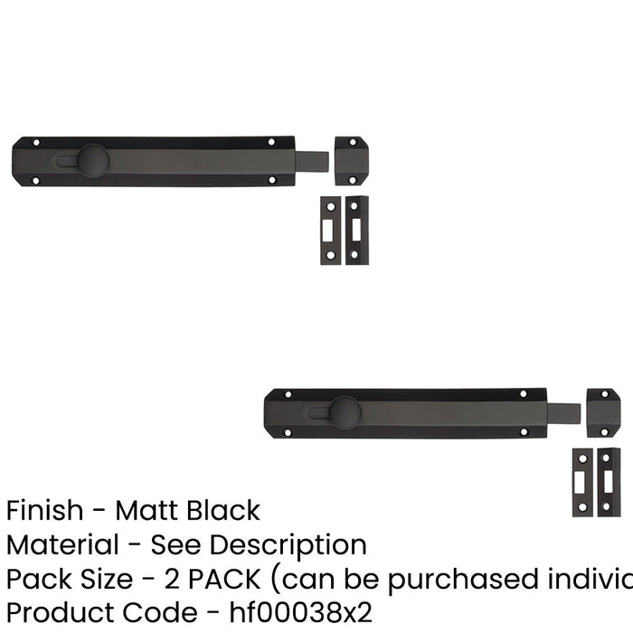 PACK Premium Architectural Slide Door Bolts 200x35mm Elegant Matt Black Finish Door Bolt Lock (1)-1