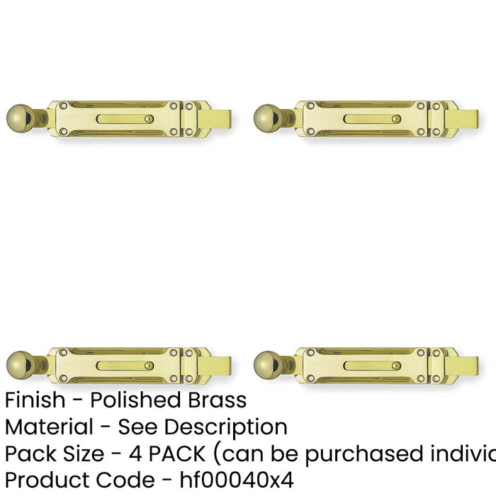 PACK Premium Polished Brass Architectural Door Bolts 350x35mm Enhanced Security Door Bolt Lock-1