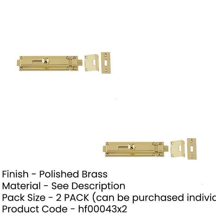 PACK Premium Polished Brass Architectural Slide Bolts 150x40mm Enhanced Security Door Bolt Lock (1)-1