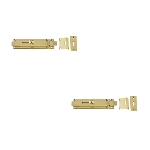 PACK Premium Polished Brass Architectural Slide Bolts 150x40mm Enhanced Security Door Bolt Lock (1)