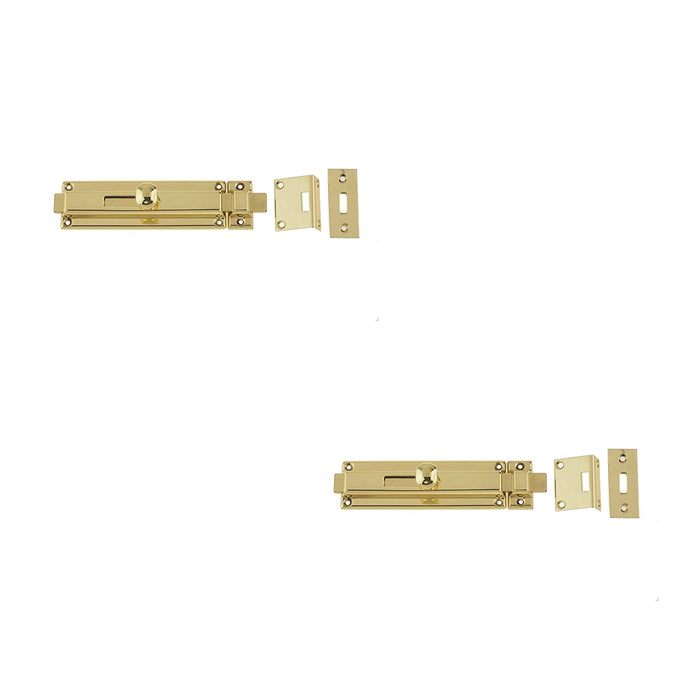 PACK Premium Polished Brass Architectural Slide Bolts 150x40mm Enhanced Security Door Bolt Lock (1)