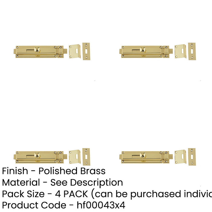 PACK Premium Polished Brass Architectural Slide Bolts 150x40mm Enhanced Security Door Bolt Lock-1