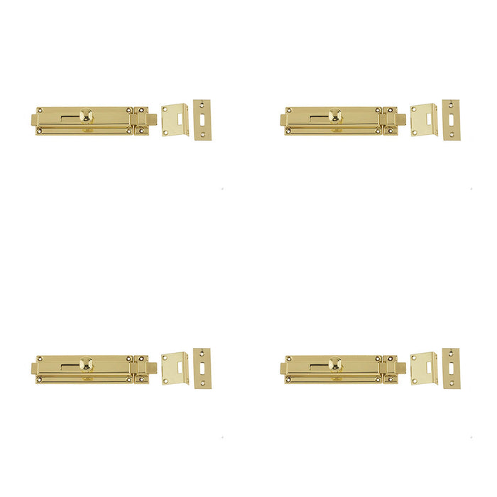 PACK Premium Polished Brass Architectural Slide Bolts 150x40mm Enhanced Security Door Bolt Lock