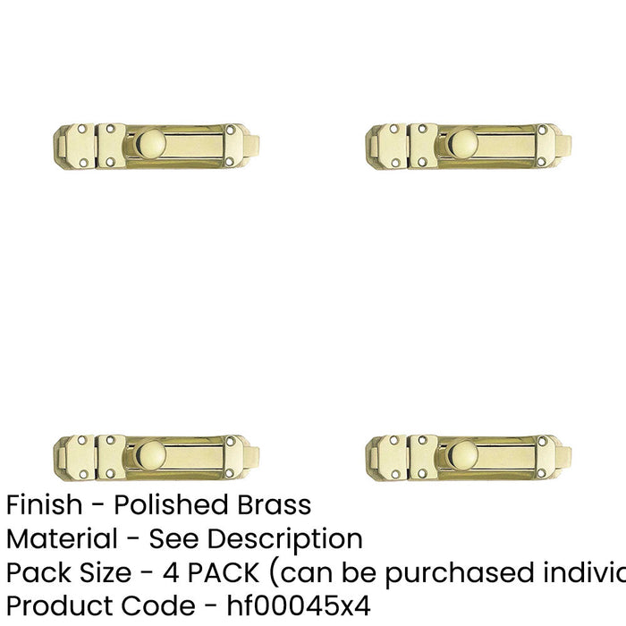 PACK Premium Polished Brass Contract Door Bolts 138x30mm Enhanced Security Door Bolt Lock-1
