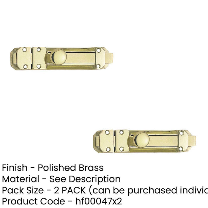 PACK High-Security Contract Door Bolts 116x30mm Polished Brass Door Bolt Lock (1)-1