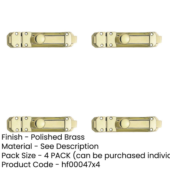 PACK High-Security Contract Door Bolts 116x30mm Polished Brass Door Bolt Lock-1