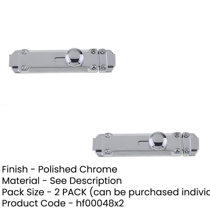 PACK Premium Contract Door Bolts 116x30mm Polished Chrome Finish Door Bolt Lock (1)-1