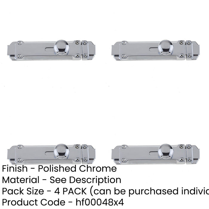 PACK Premium Contract Door Bolts 116x30mm Polished Chrome Finish Door Bolt Lock-1
