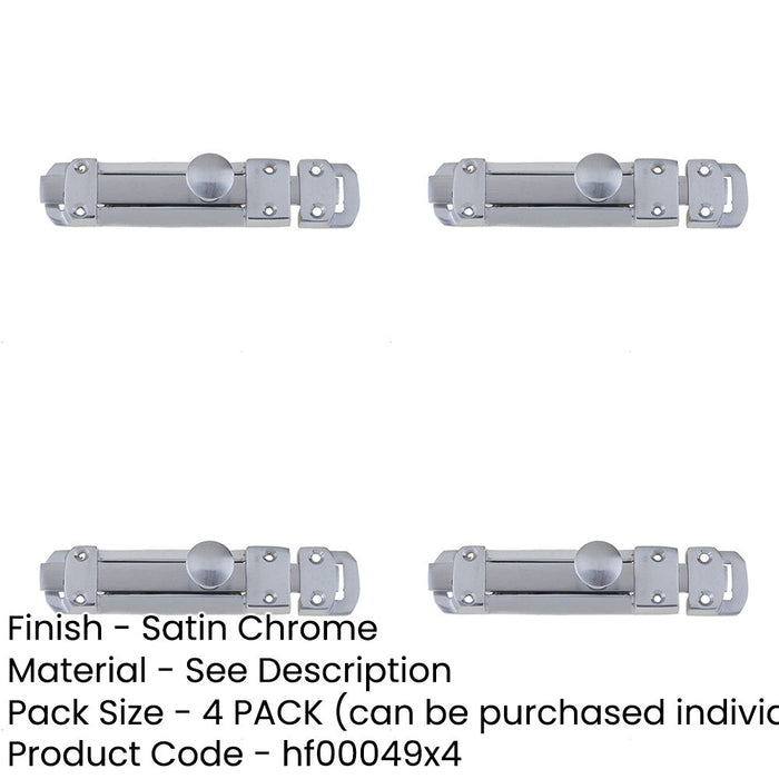 PACK Premium 116x30mm Satin Chrome Contract Door Bolts Ultimate Security Door Bolt Lock-1