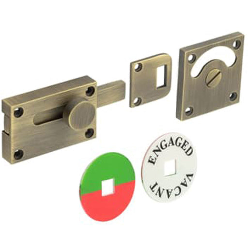 Antique Brass Indicator Lock Enhanced Privacy Sliding Bathroom Toilet Door Bolt
