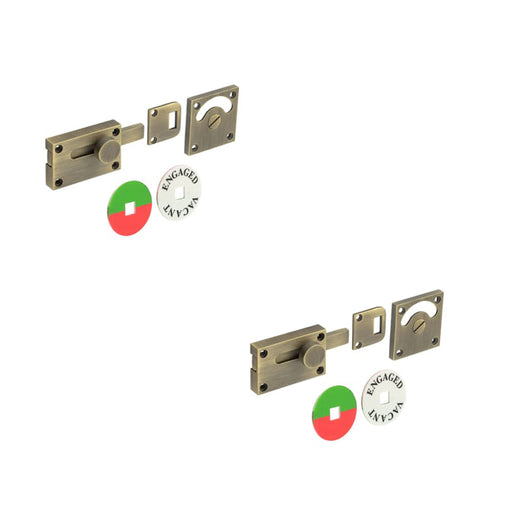 PACK Antique Brass Indicator Lock Enhanced Privacy Sliding Bathroom Toilet Door Bolt