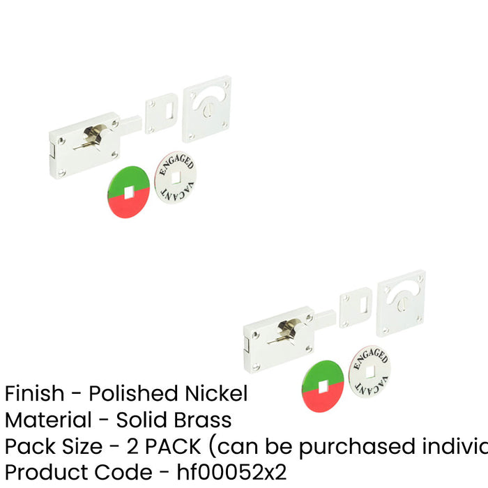 PACK Polished Nickel Indicator Lock Privacy Sliding Bathroom Toilet Door Bolt-1