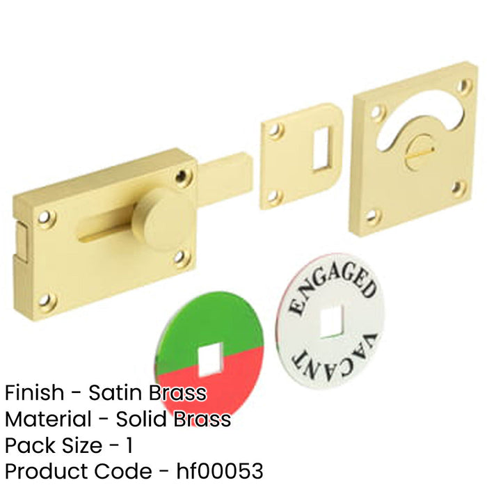 High-Quality Satin Brass Indicator Lock Enhanced Privacy Sliding Bathroom Toilet Door Bolt-1
