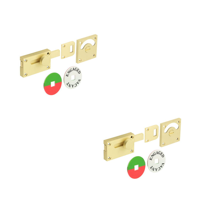 PACK High-Quality Satin Brass Indicator Lock Enhanced Privacy Sliding Bathroom Toilet Door Bolt