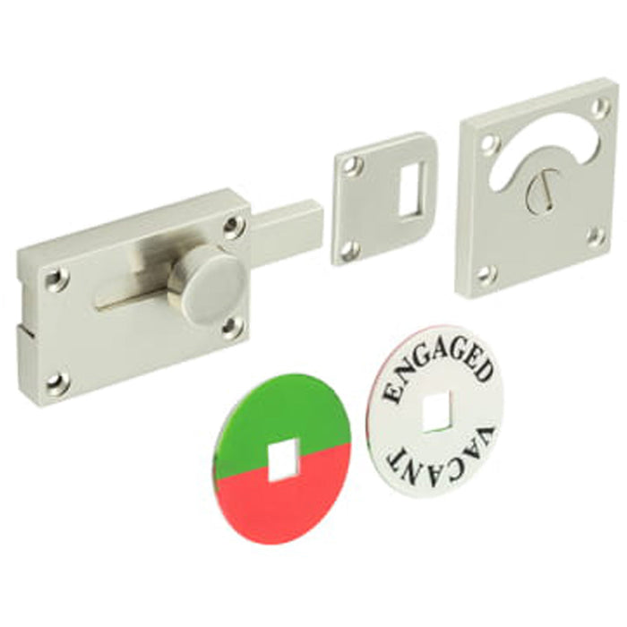 Satin Nickel Indicator Lock Privacy Sliding Bathroom Toilet Door Bolt