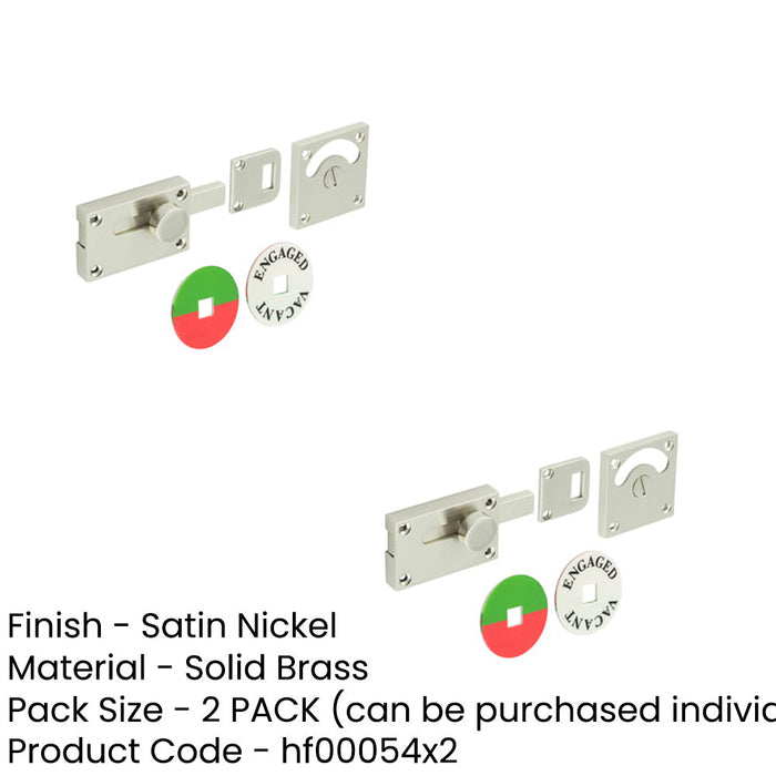 PACK Satin Nickel Indicator Lock Privacy Sliding Bathroom Toilet Door Bolt-1