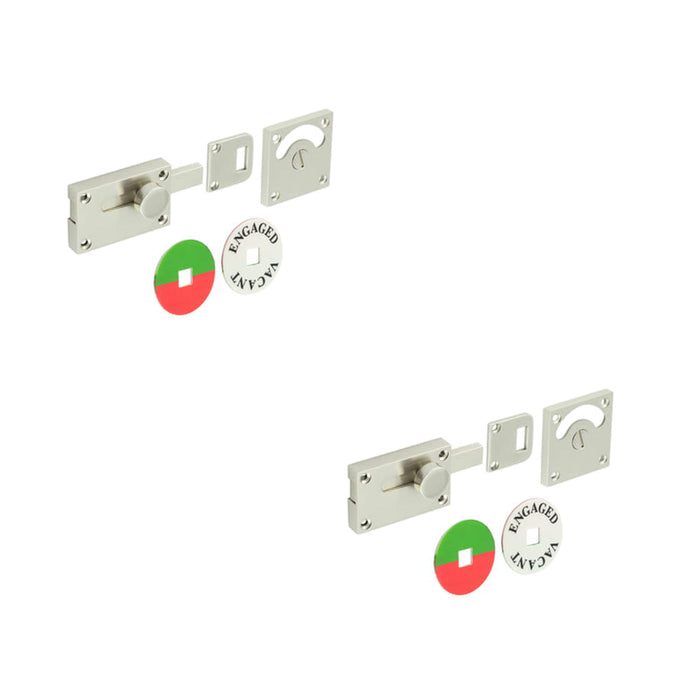 PACK Satin Nickel Indicator Lock Privacy Sliding Bathroom Toilet Door Bolt