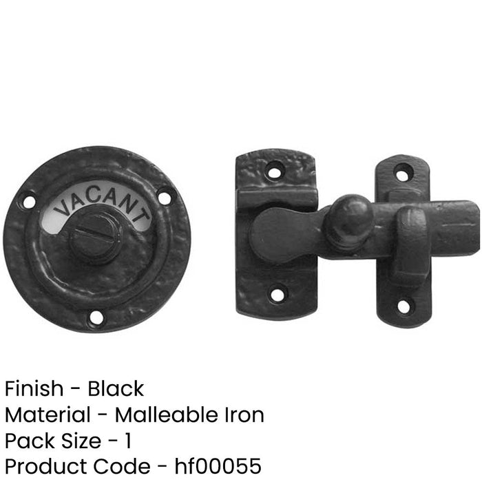 Stylish Antique Bathroom Indicator Bolts 70mm Diameter Black Finish Bathroom Toilet Door Latch-1