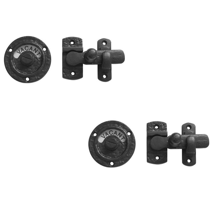 PACK Stylish Antique Bathroom Indicator Bolts 70mm Diameter Black Finish Bathroom Toilet Door Latch