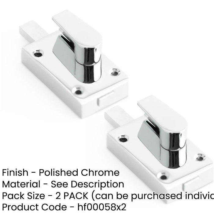 PACK Polished Chrome Bathroom Indicator Bolt 61x42mm Occupancy Signaling Sliding Bathroom Toilet Door Bolt-1