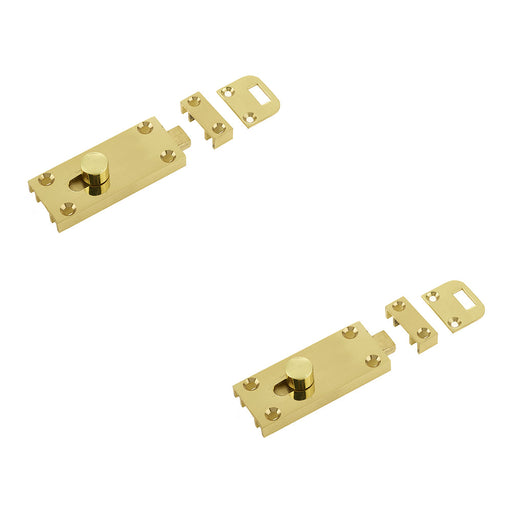 PACK High-Quality Bathroom Slide Bolts 63x25mm Polished Brass Security Sliding Toilet Door