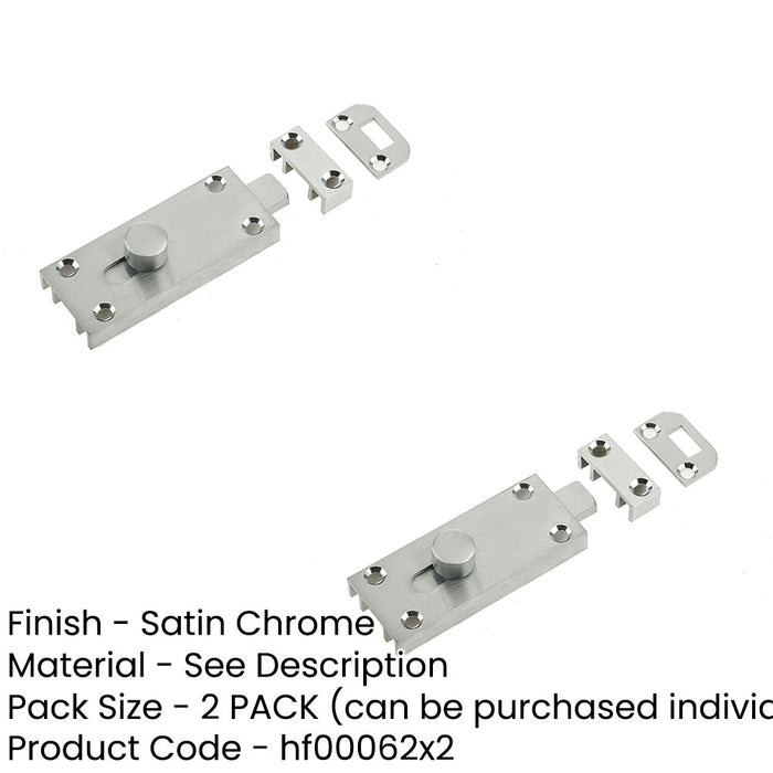 PACK Premium Satin Chrome Bathroom Slide Bolts Enhanced Security Privacy Sliding Toilet Door-1