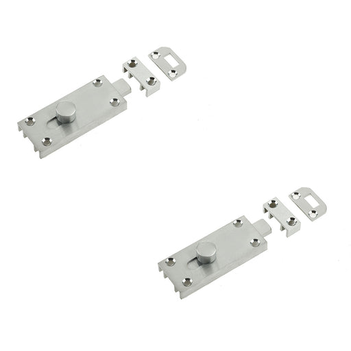 PACK Premium Satin Chrome Bathroom Slide Bolts Enhanced Security Privacy Sliding Toilet Door