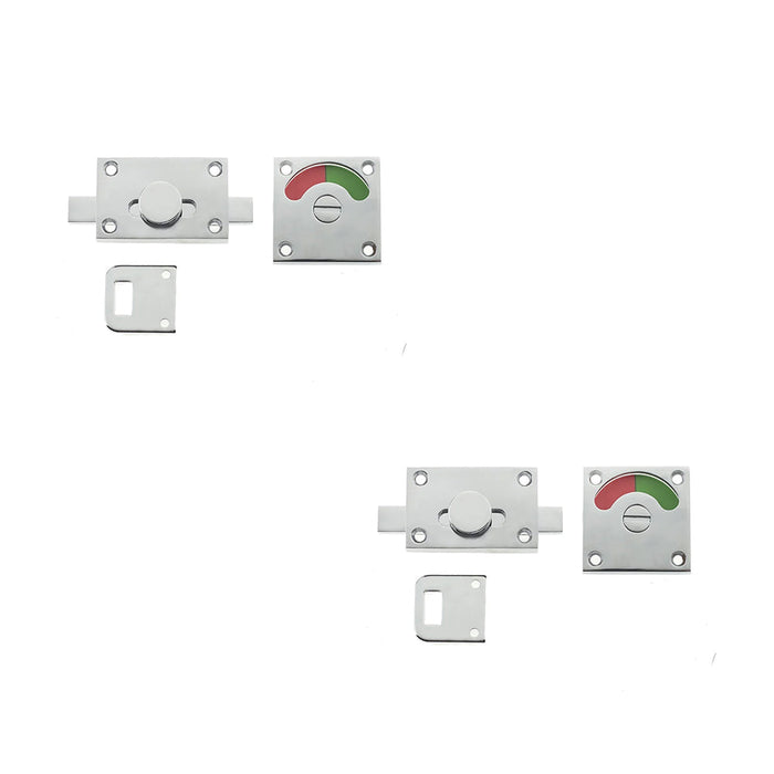 PACK Premium Polished Chrome Bathroom Indicator Bolt 50x50mm Privacy Sliding Toilet Door Lock