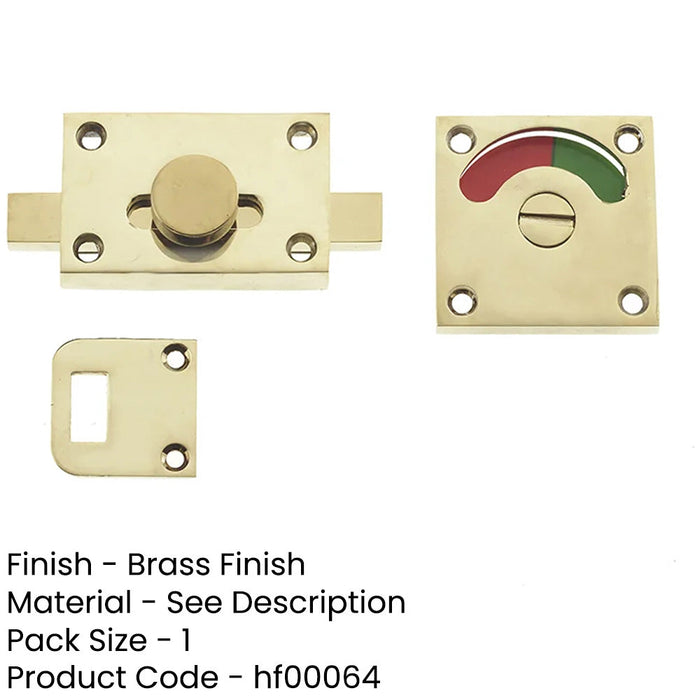 Premium Brass Bathroom Indicator Bolt 50x50mm Door Security Sliding Toilet Door Lock-1