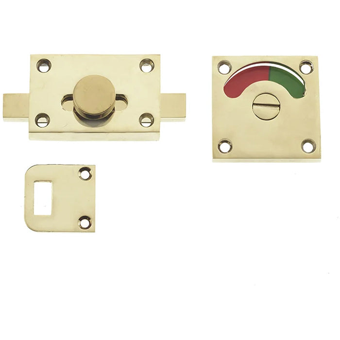 Premium Brass Bathroom Indicator Bolt 50x50mm Door Security Sliding Toilet Door Lock