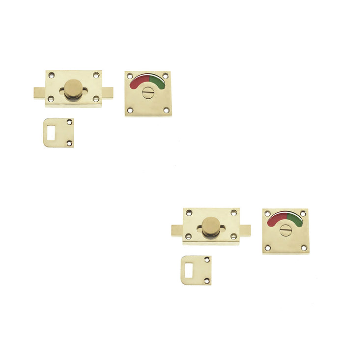 PACK Premium Brass Bathroom Indicator Bolt 50x50mm Door Security Sliding Toilet Door Lock