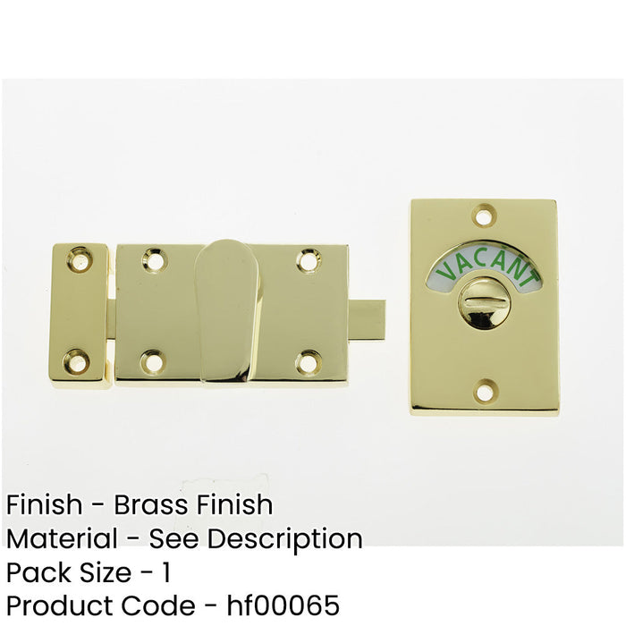 Premium Bathroom Indicator Bolt 61x42mm Brass Finish Sliding Toilet Door Lock-1