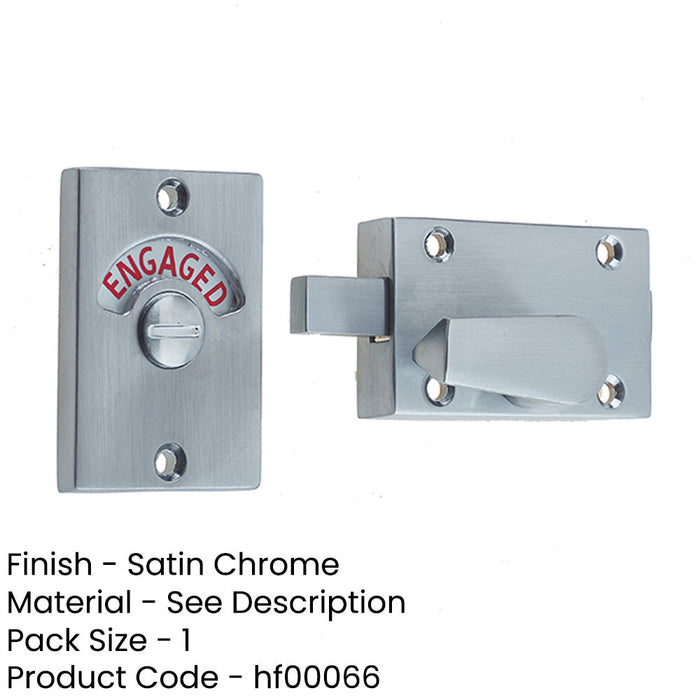 Satin Chrome Bathroom Indicator Bolt 61x42mm Perfect Door Sliding Toilet Door Lock-1