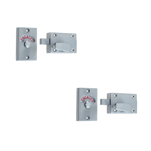 PACK Satin Chrome Bathroom Indicator Bolt 61x42mm Perfect Door Sliding Toilet Door Lock