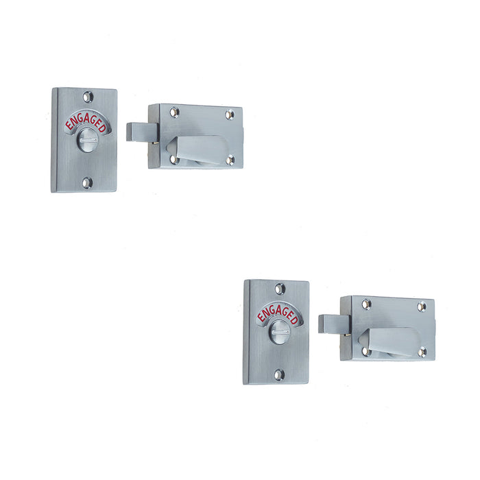 PACK Satin Chrome Bathroom Indicator Bolt 61x42mm Perfect Door Sliding Toilet Door Lock