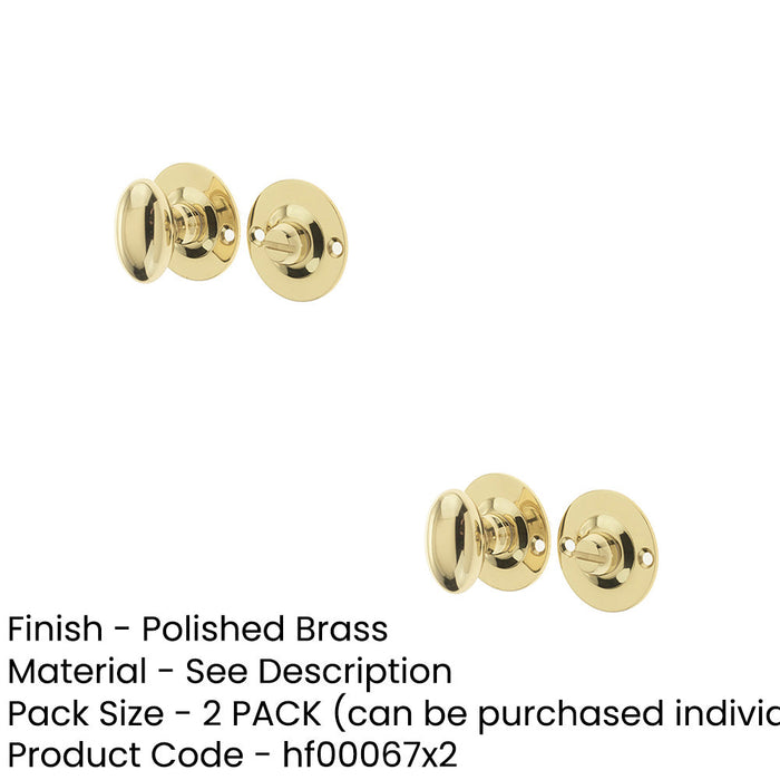 PACK Polished Brass Bathroom Turn Release Deadbolts with Spindle Toilet Thumturn Lock-1