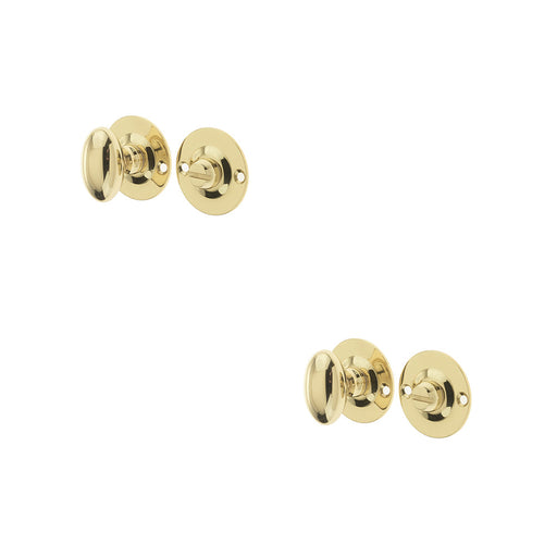 PACK Polished Brass Bathroom Turn Release Deadbolts with Spindle Toilet Thumturn Lock