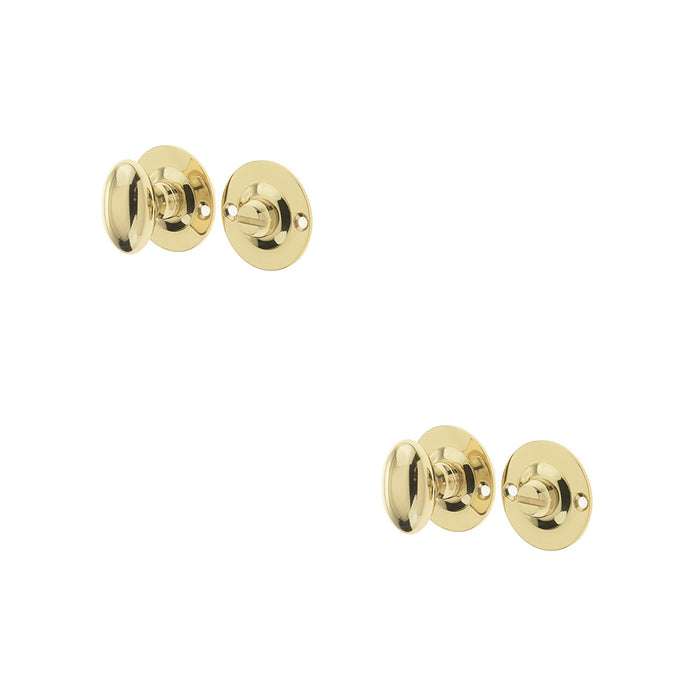 PACK Polished Brass Bathroom Turn Release Deadbolts with Spindle Toilet Thumturn Lock