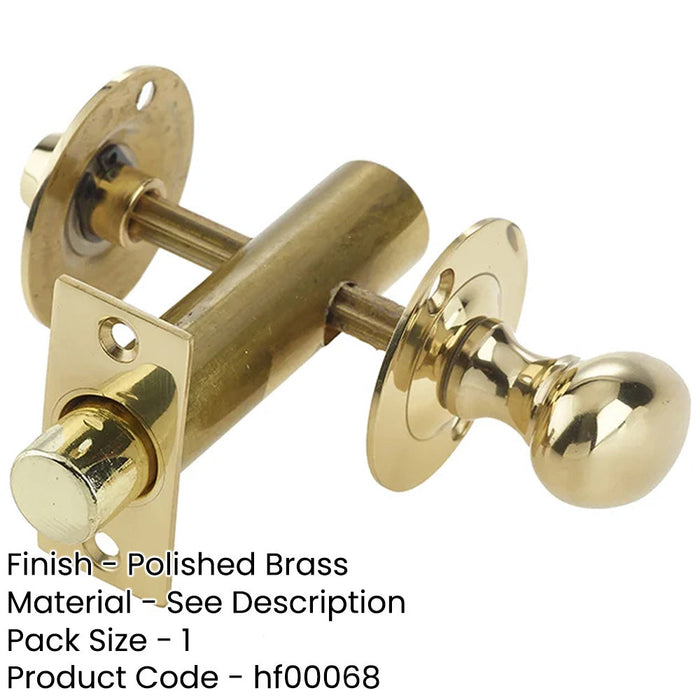 Polished Brass Bathroom Mortice Bolt Secure Privacy Toilet Thumturn Lock-1