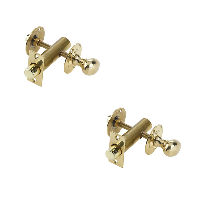 PACK Polished Brass Bathroom Mortice Bolt Secure Privacy Toilet Thumturn Lock
