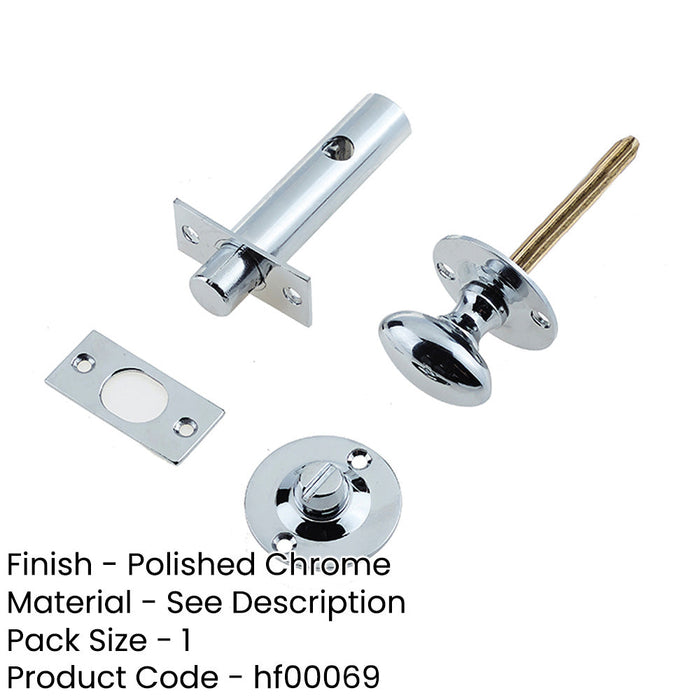 Polished Chrome Bathroom Bolt with Mortice Lock Enhanced Security Toilet Thumturn Lock-1