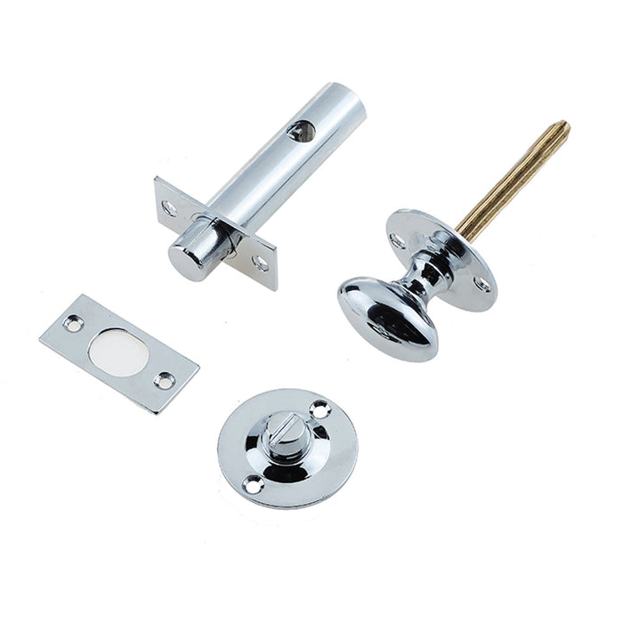 Polished Chrome Bathroom Bolt with Mortice Lock Enhanced Security Toilet Thumturn Lock