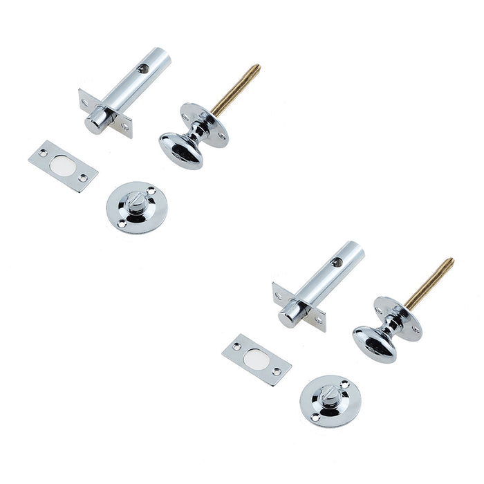 PACK Polished Chrome Bathroom Bolt with Mortice Lock Enhanced Security Toilet Thumturn Lock