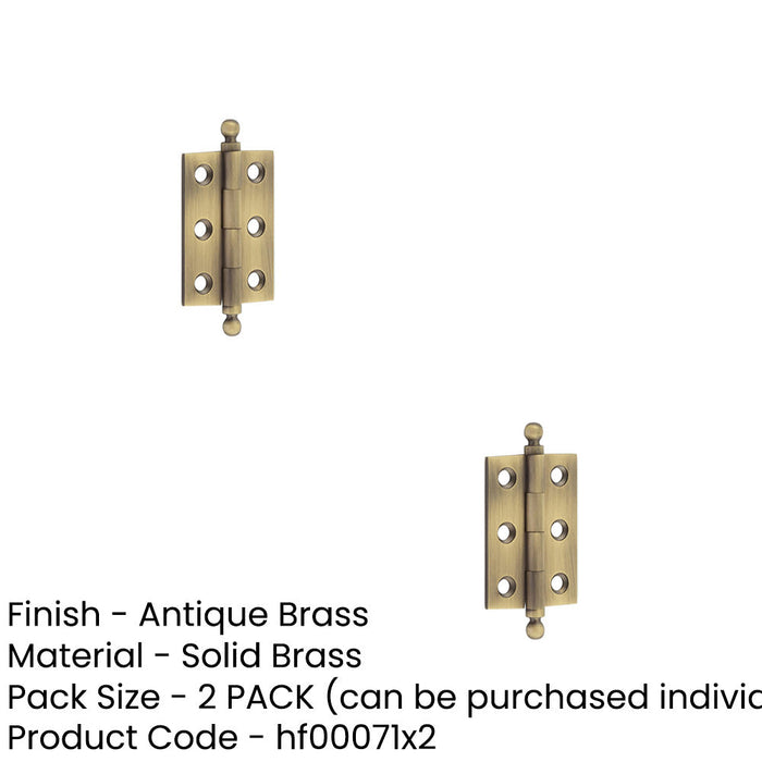 PACK Elegant Antique Brass Finial Hinge 50x35mm Cabinet Doors Solid Brass Door Hinges (1)-1