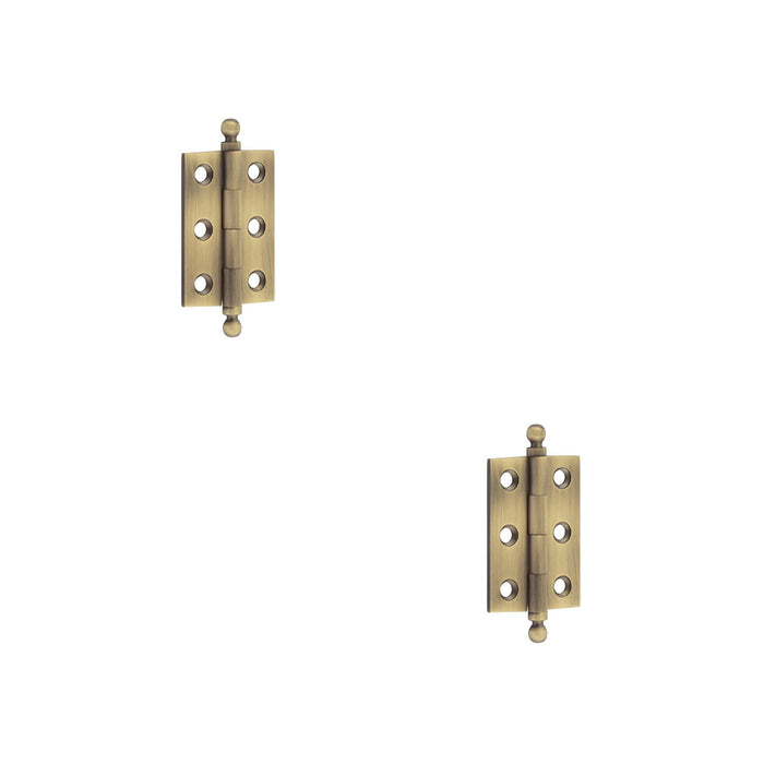 PACK Elegant Antique Brass Finial Hinge 50x35mm Cabinet Doors Solid Brass Door Hinges (1)