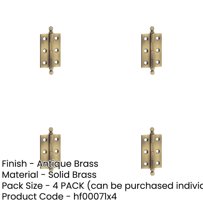 PACK Elegant Antique Brass Finial Hinge 50x35mm Cabinet Doors Solid Brass Door Hinges-1