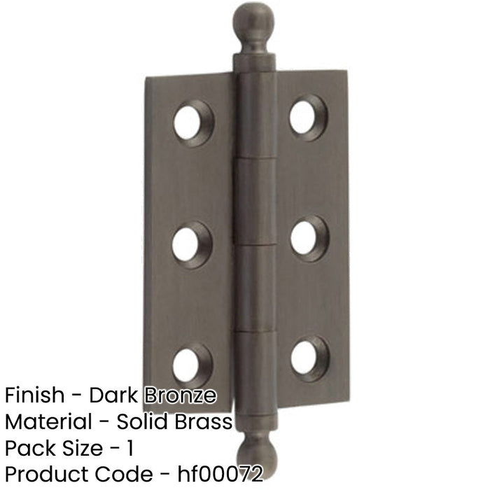 Elegant Dark Bronze Finial Hinge 50x35mm Cabinet Doors Solid Brass Door Hinges-1
