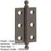 Elegant Dark Bronze Finial Hinge 50x35mm Cabinet Doors Solid Brass Door Hinges-1