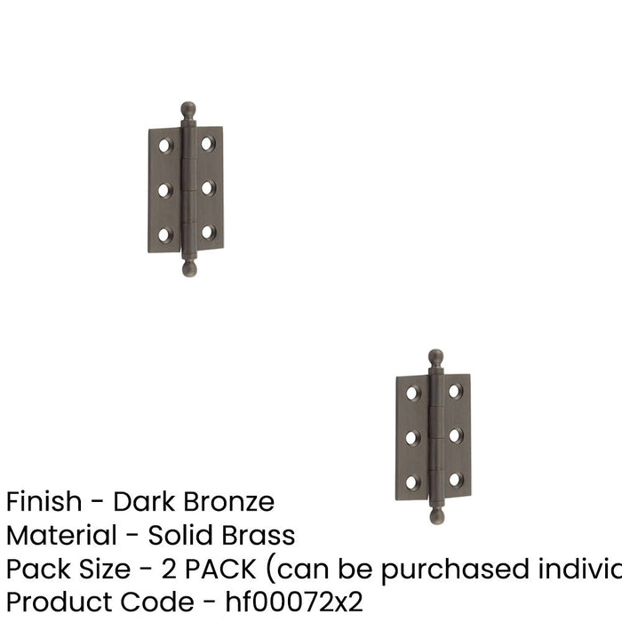 PACK Elegant Dark Bronze Finial Hinge 50x35mm Cabinet Doors Solid Brass Door Hinges (1)-1