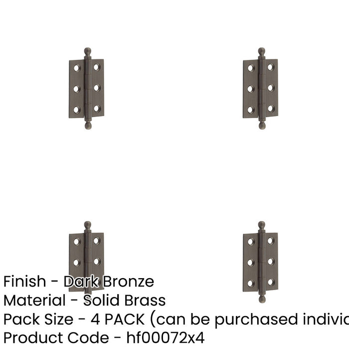 PACK Elegant Dark Bronze Finial Hinge 50x35mm Cabinet Doors Solid Brass Door Hinges-1